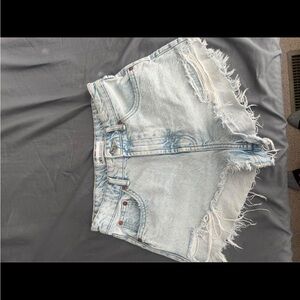 Women's Light Blue Distressed Denim Shorts